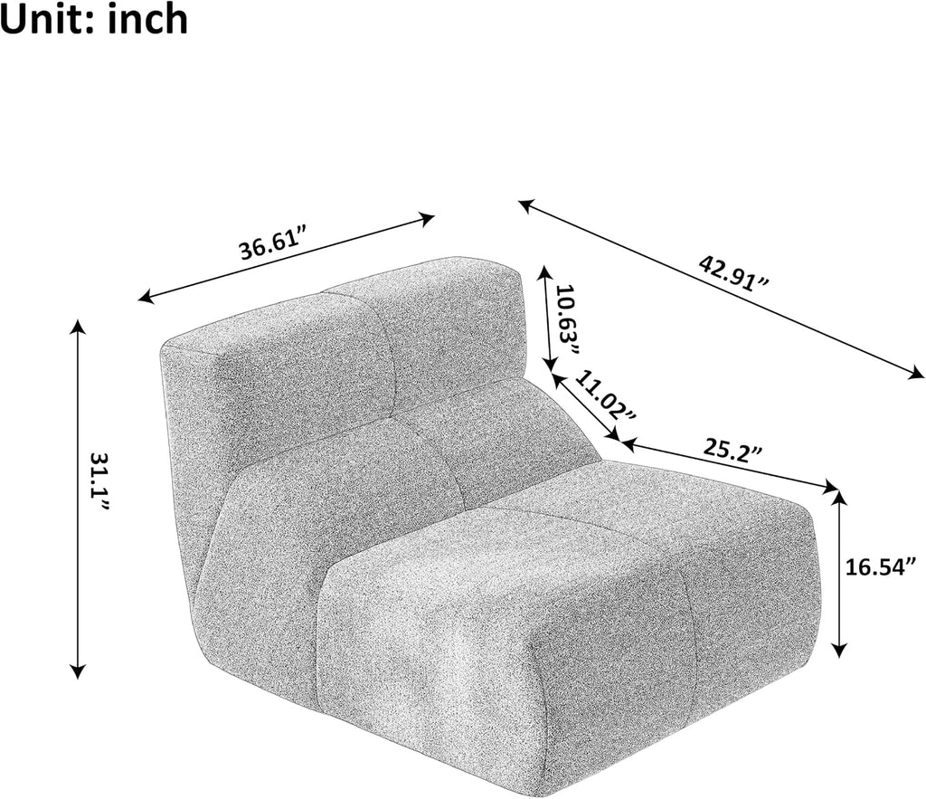 Fireside Chair, Modern Comfy Raindrop Velvet Fabric Bean Bag Chairs, Upholstered Lazy Floor Sofa Relaxing Lounge, Single Armless Lazy Chair for Living Room, Bedroom, Office, Grey