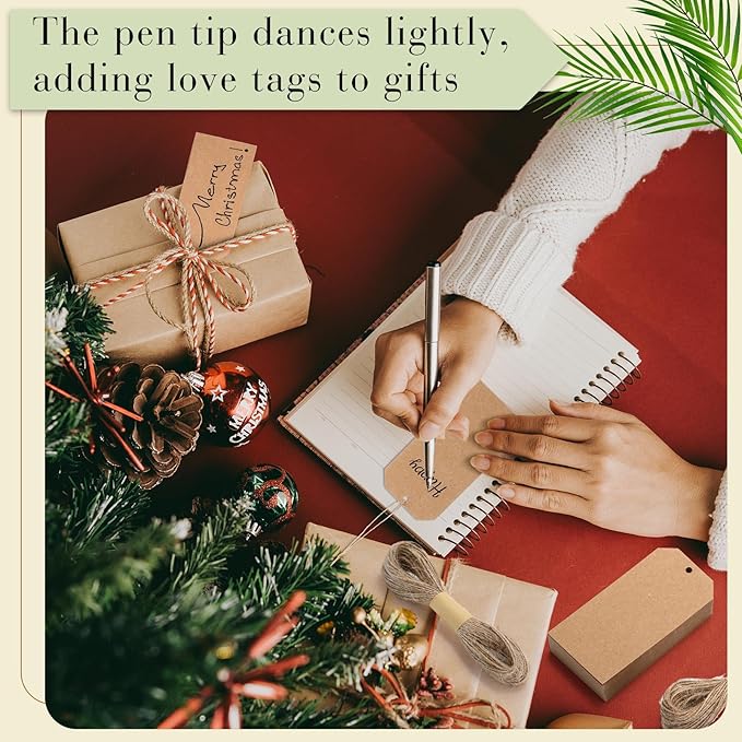 Gersoniel 200 Pcs Kraft Paper Gift Tags with String 4.7" x 2.4" Cardboard Price Tag Name Tag Vintage Wedding Birthday Hang Brown Tags with Twine Blank Gift Tag for Wedding Birthday Holiday Art & Craft
