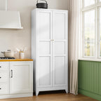 Letaya 75" H Metal Storage Cabinet with 2 Doors and 4 Shelves,Tall Kitchen Pantry Cabinets,Farmhouse Utility Pantry Organizers for Cupboard/Dining/Bathroom/Home Office/Garage Room,White