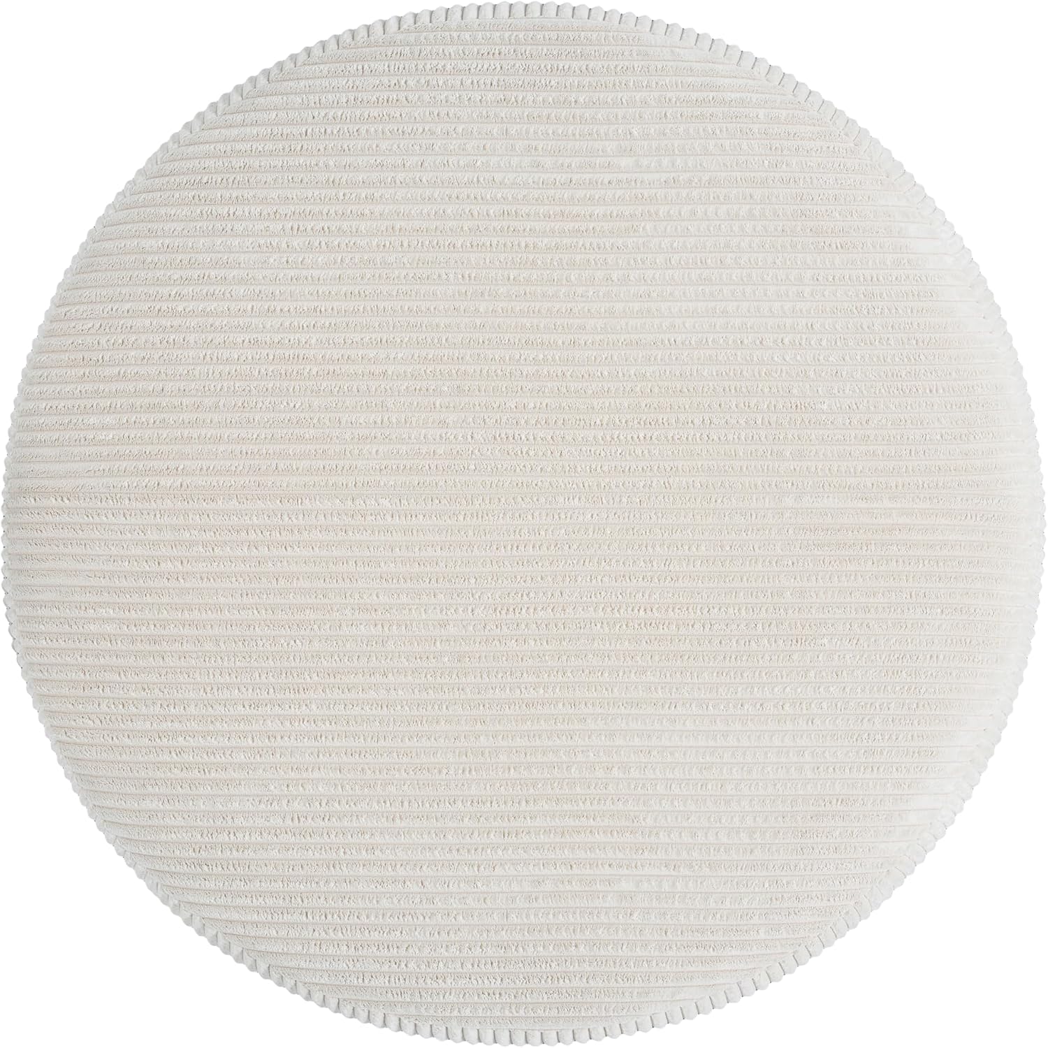 Merax 30.25" Modern Upholstered Round Corduroy Ottoman, Multifunctional Extra Seat, Side Table, Foot Rest, Stuffed Pouf Footstool for Living Room Bedroom, Beige