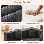 MONVANE Modular Sectional Sofa, Oversized 8 Seat Convertible U Shaped Couch with Ottoman, Comfy Chenille Cloud Couch with Deep Seat, Sectional Couches for Living Room, No Assembly Required, Grey