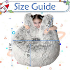 Fluffy Bean Bag Chair for Kids, with Plush Faux Fur Cover, 2.5FT Memory Foam Bean Bag Chairs for Teens & Kids, Ultra Soft Sofa for Living Room/Bedroom/Dorm,Grey