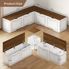 L Shaped Corner Bench with Storage, Breakfast Nook Bench, 63" L-Shaped Kitchen Nook Seating, Hidden Flip-Top Storage Compartments for Entryway, Dining Room, Hallway, Cloakroom, w/Grey Cushion