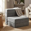 JKMAX Single Size Folding Sofa Bed - 4 in 1 Convertible Sleeper Chair - High Density Memory Foam Futon Couch - Foldable Bed for Living Room Bedroom (Dark Grey)