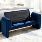 60.5" End of Bed Bench, Velvet Bedroom Bench,King Bed Bench,with 2 Pillows,Upholstered Bench,Suitable for End of Bed, Entryway Living Room,Bedroom. (Velvet Blue)