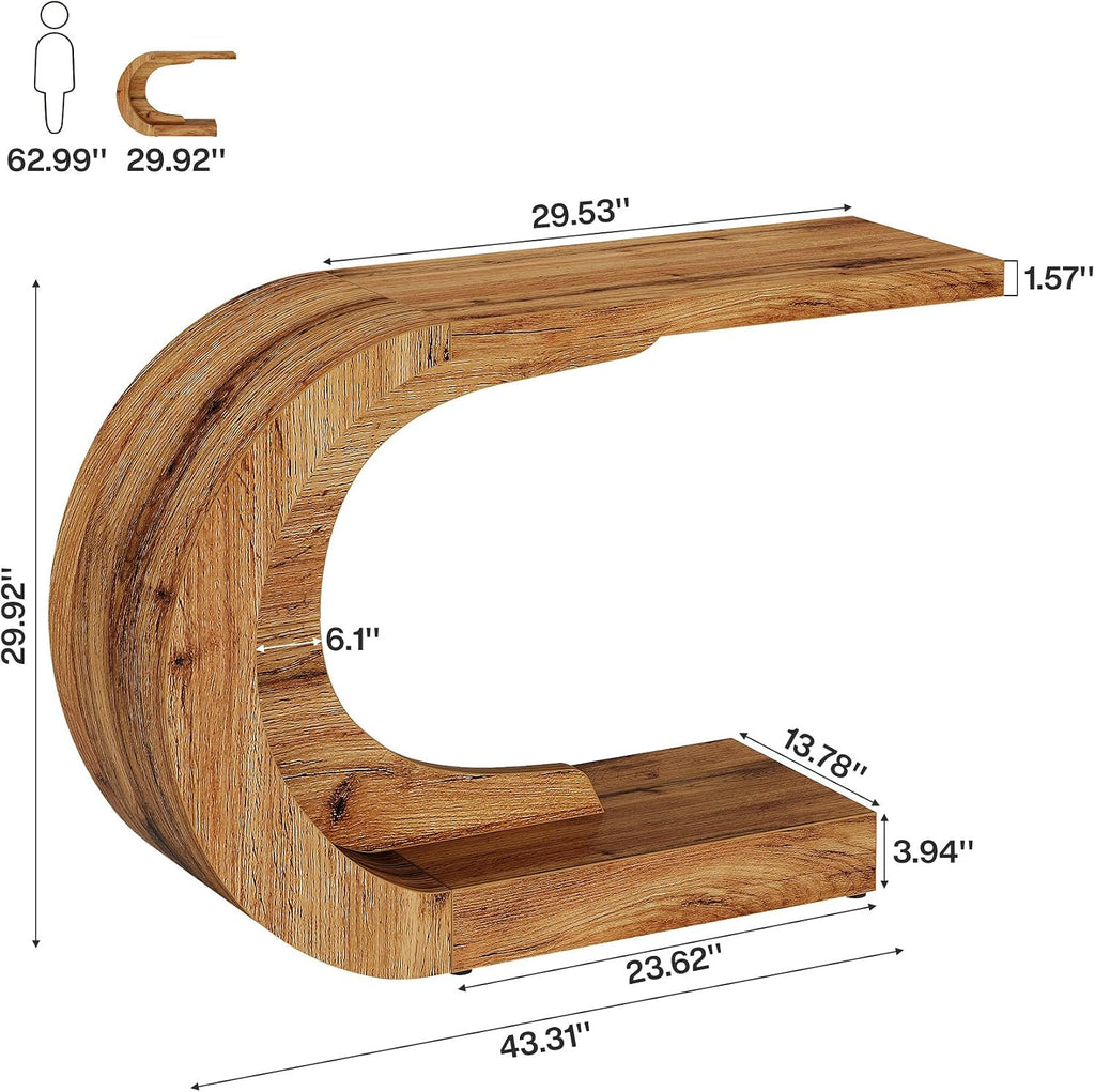 Tribesigns 43.3" Mid-Century Modern Console Table for Entryway, Wood C-Shaped Hallway Entry Accent Table for Living Room, Entrance, Foyer, Easy Assembly, Natural Brown