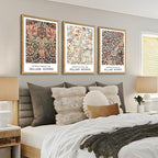 Cyebmo Wood Framed William Morris Wall Art Set of 3, Rustic Farmhouse Floral Wall Decor, Retro Flower Plants Aesthetic Picture, Vintage Botanical Art Prints for Living Room Bedroom Bathroom 12"x16"x3