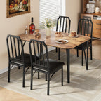 GAOMON 5-Piece Dining Table Set for 4, Modern Kitchen Table with Chamfered Design and Upholstered Chairs, Leather-Cushioned Seats for Small Spaces and Apartments, Space-Saving (Brown/Black,5 Pack)