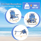 DIAMONDFORGE 2 Pack Lightweight Portable Beach Chair for Adults, 350 LBS Capacity Backpack Beach Chair, Reclining Beach Chair with 5-Position Lay Flat, Large Cup Holder for Beach Camping Sports