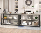 FOLUBAN Console Tables for Entryway, Sofa Table with 3 Tier Storage for Living Room Hallway Foyer Behind Couch, Rustic Light Grey