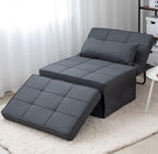 BIGSYY Sofa Bed, Set of 4 in 1 Multi-Function Folding Ottoman Breathable Linen Couch Bed with Adjustable Backrest Modern Convertible Chair for Living Room Apartment Office, Dark Grey