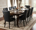 EALSON Modern Black Dining Chairs Set of 8 Mid Century Leather Dining Room Chairs with Wood Legs Tufted Upholstered Kitchen Side Chairs with Nail Head Trim for Dining Room/Living Room, Back with Ring