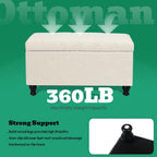 32'' Beige Fabric Upholstered Ottoman Storage Bench | Upholstered Ottoman with Storage for Living Room , Bedroom, Entrance Foot Rest Stool Shoe Bench Ottomans Footstools Couch