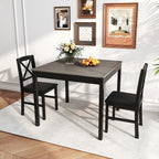 GOFLAME 3-Piece Dining Table Set for 2, Wooden Square Kitchen Table with 2 Upholstered Chairs, Space-Saving Dining Room Furniture Set for Dining Room, Breakfast Nook, Small Space, Grey & Black
