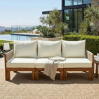Outdoor Daybed Patio Sofa Bed 3 Seat Sunbed,Sleeper Couch for Patio, Backyard, Pool (Beige/3)