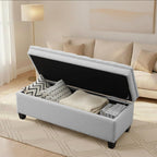 50" Storage Ottoman Bench, Rectangular End of Storage Bench, Upholstered Large Fabric Tufted Ottoman with Storage for Living Room, Bedroom, Entryway,Light Gray