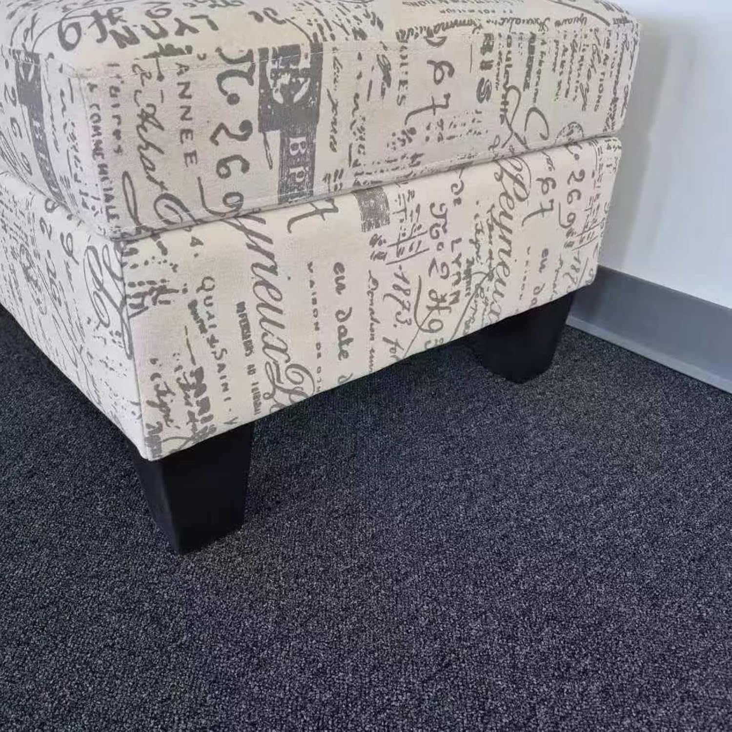 Linen Upholstered Storage Ottoman
