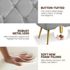 Yaheetech 45in Upholstered Velvet Ottoman Bench Seat with Gold Legs, Gray | Tufted Upholstered Bench Seat, Bed Bench with Tapered Gold Metal Legs, Sized for Window Seat Entryway Living Room
