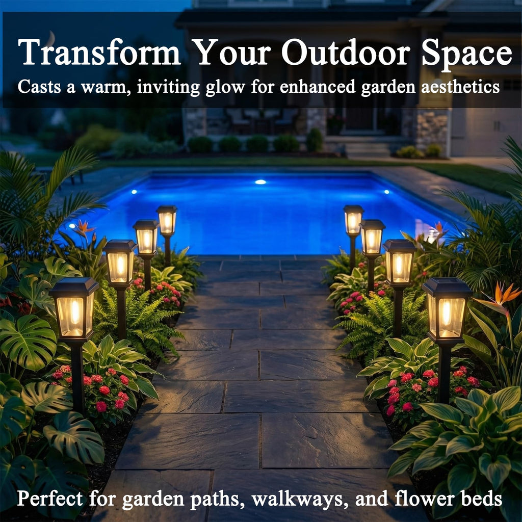 DOESLAG 12 Pack Solar Lights Outdoor, Modern Solar Pathway Lights Outdoor, Waterproof Auto On/Off Garden Lights for Yard, Landscape Path, Walkway, Driveway Decor (3000K Warm White)