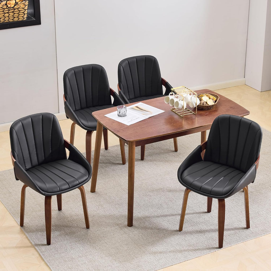 Swivel Dining Chairs Set of 4, Mid Century Modern Swivel Dining Chairs with Arms，Upholstered Kitchen & Dining Room Side Chairs with Solid Wood Legs for Living Room