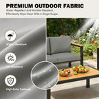 HOMREST Aluminum Patio Furniture Set, Heavy Duty Metal Outdoor Bench for 3 Person, 3-Seat All-Weather Metal Outdoor Patio Furniture with Cushions, (Dark Grey)