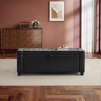 GRAINELL 42.13” Storage Ottoman Bench, Upholstered Tufted Bedroom Bench with Storage, End of Bed Storage Bench for Living Room & Entryway, 350 lb Capacity, Leather Black