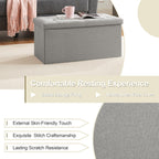 VECELO 30'' Folding Storage Ottoman Bench, Storage Chest, Linen Fabric Foot Rest Stool, 110L Storage Footstools for Bedroom and Living Room, Holds up to 440 lbs, Grey
