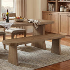 Merax 62.9" Solid Pine Dining Bench with Flared Legs – Rustic Wood Entryway & Dining Seating for 3 Adults, Heavy Duty 350lbs Capacity, Natural Finish for Farmhouse, Modern & Coastal Homes, Pine Wood