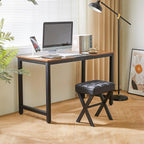 IBUYKE Square Makeup Stool with X-Leg, PU Vanity Chair, Black LG-71B | Footrest Ottoman Seat Multi-Use Small Side Table Bedroom Living Room