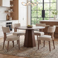 39" Farmhouse Walnut Dining Table, Small Wood Round Dinner Table for 4, Rustic Round Dining Room & Kitchen Table for Home Office Dining Room Living Room Apartment, Walnut