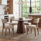 39" Farmhouse Walnut Dining Table, Small Wood Round Dinner Table for 4, Rustic Round Dining Room & Kitchen Table for Home Office Dining Room Living Room Apartment, Walnut