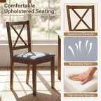 Giantex Dining Table Set for 4, Wood Kitchen Table with Upholstered Chairs | Farmhouse Space-Saving Dinette Set with X-Shaped Backrest for Small Space, Breakfast Nook, Dining Room