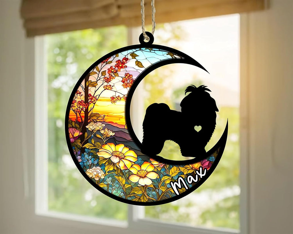 Personalized Dog Memorial, Custom Name Shih Tzu Dog Christmas Ornament with Name, Custom Breeds, Pet Loss Light Catcher, Gifts for Lovers Loss of Pet Sympathy on Mothers Day Christmas