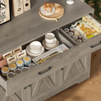 HOSTACK 71" H Kitchen Pantry Storage Cabinet, Farmhouse Hutch Cabinet, Grey | Space-Saving Pantry Cabinet with Charging Station & 2 Large Drawers & Adjustable Shelves, Tall Kitchen Hutch, Dining Room