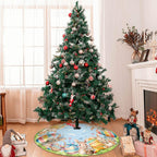 Easter Bunny Eggs Tree Skirt 36 Inch Rabbit Christmas Tree Skirt Xmas Ornaments for Holiday Party Decorations Indoor Outdoor