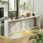 TIQLAB Sofa Table, 79''L x 9.1''W (1.2'' Thickness) Long Console Table Behind Couch, Entryway Table with Angled Metal Frame, Industrial Console Table, White
