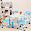 IDEALHOUSE Height-Adjustable Kids Table & Chairs Set (5-Piece) - Activity Table with 4 Chairs, Graffiti-Style Writable Desktop, Non-Slip Legs, Easy-Wipe Surface, Ages 2-10, Blue