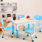IDEALHOUSE Height-Adjustable Kids Table & Chairs Set (5-Piece) - Activity Table with 4 Chairs, Graffiti-Style Writable Desktop, Non-Slip Legs, Easy-Wipe Surface, Ages 2-10, Blue