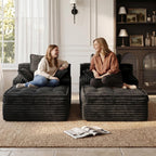 Chaise Lounge Couch Indoor, Small Corduroy Upholstered Sleeper Sofa Bed Reading Chairs with 3 Pillows, Fluffy Comfy Cloud Sofas Couches, Compression Sofa for Small Corner