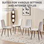 Corduroy Dining Chairs Set of 4, Modern Upholstered Fabric Kitchen Chairs with Metal Legs Adjustable Pads, White