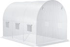 Outsunny 9.8' x 6.6' x 6.6' Plastic Greenhouse Cover Replacement, Heavy Duty Waterproof Tarp for Hoop House, Sheeting with 6 Windows, Door & Reinforcement Grid, White
