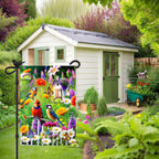 Spring Summer Humming bird garden Flag Birds Floral Garden Flags 12x18 Double Sided, small Yard Flags for Outside Decoration
