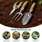 Patioland Green Garden Tool Set 4-Piece, Trowel, Fork, Pruning Shear&Gloves