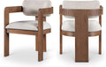 Meridian Furniture Sacha Linen Blend Dining Chair, Beige, Set of 2 | Dining Chair Crafted With Art Deco Fluted Wood, Linen Textured Fabric, And An 18.75" Seat Height: 11093Beige-C