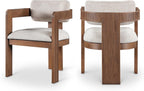 Meridian Furniture Sacha Linen Blend Dining Chair, Beige, Set of 2 | Dining Chair Crafted With Art Deco Fluted Wood, Linen Textured Fabric, And An 18.75" Seat Height: 11093Beige-C