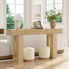 63" Long Console Table, Fluted Sofa Table Behind Couch, Natural Oak | Narrow Console Table with Storage Space, Modern TV Console Table for Living Room, Wood Hallway Table for Entryway, Front Door