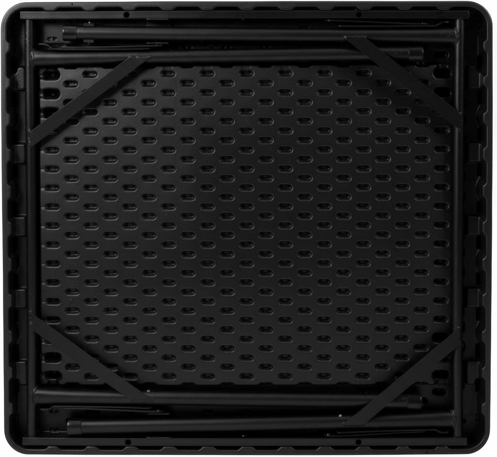 Flash Furniture 34.5" Black Folding Card Game Table | 4-Player, Cup Holders, Green Playing Surface, Portable