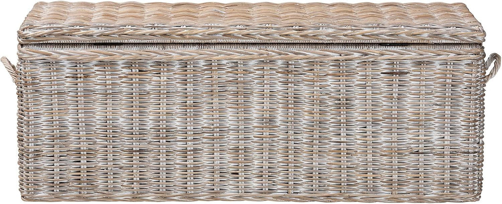 Bali & pari Clarette Whitewashed Rattan Storage Bench