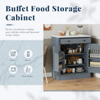 Kitchen Pantry with Drawer, Kitchen Storage Cabinet with 2 Doors 2 Adjustable Shelves for Kitchen, Living Room and Dining Room (Gray,2)
