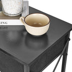 VECELO Nightstand Set of 2, X-Design End Side Table with Fabric Storage Drawer and Open Shelf, Bedside Night Stand with Steel Frame for Bedroom, Living Room,Dorm, Easy Assembly, Black